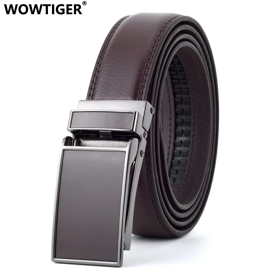 

WOWTIGER men's belt Designer Luxury coffee Cowhide leather 3.0cm waist strap male automatic buckle belts for men ceinture homme