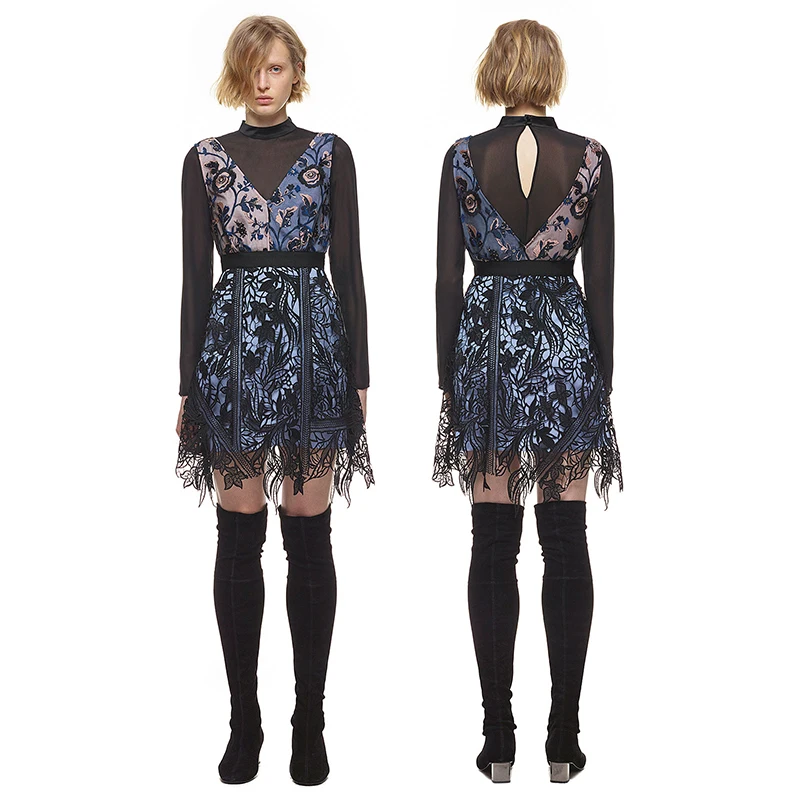 Buy Fashion Patchwork Vintage Runway Dress Layered