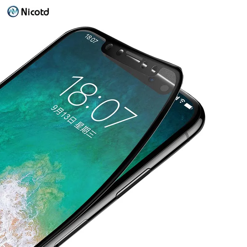 

Nicotd 3D Soft Edge Tempered Glass for iPhone X 10 5.8" Anti-Scratch Shockproof Toughened Safety Screen Protector Cover Film