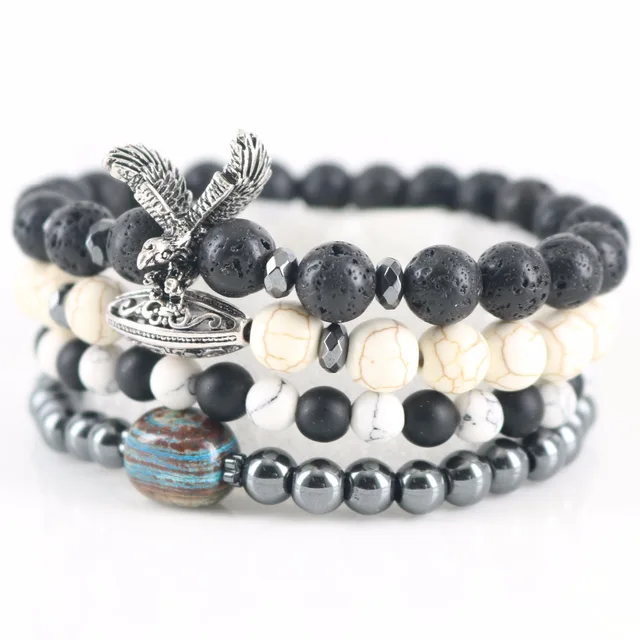 Lava Rock Stones Vintage Silver Hawk Bracelets Fossil Gem Hemae Lava Rock Stones Vintage Silver Hawk Bracelets Fossil Gem Hemae Beaded Uni Wrap