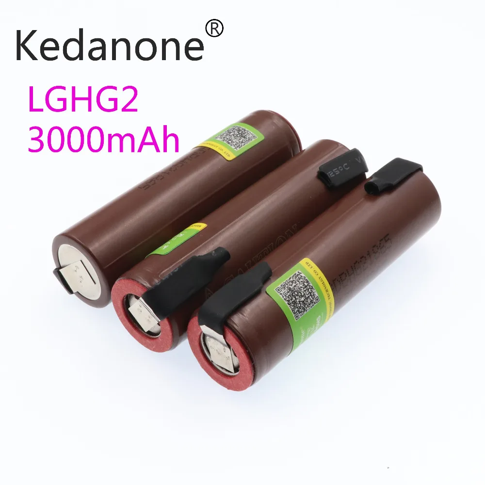 Для LG Hg2 18650 3000 mAh Электронная сигарета высокоразрядная перезаряжаемая батарея, 30A высокий ток+ DIY никель