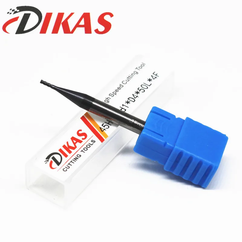 

Dikas 45HRC d1 * D4 * 50L * 4F материал карбидная квадратная торцевая фреза с 4 канавками 1 мм покрытие нанопокрытие для высокоскоростного фрезерного станка