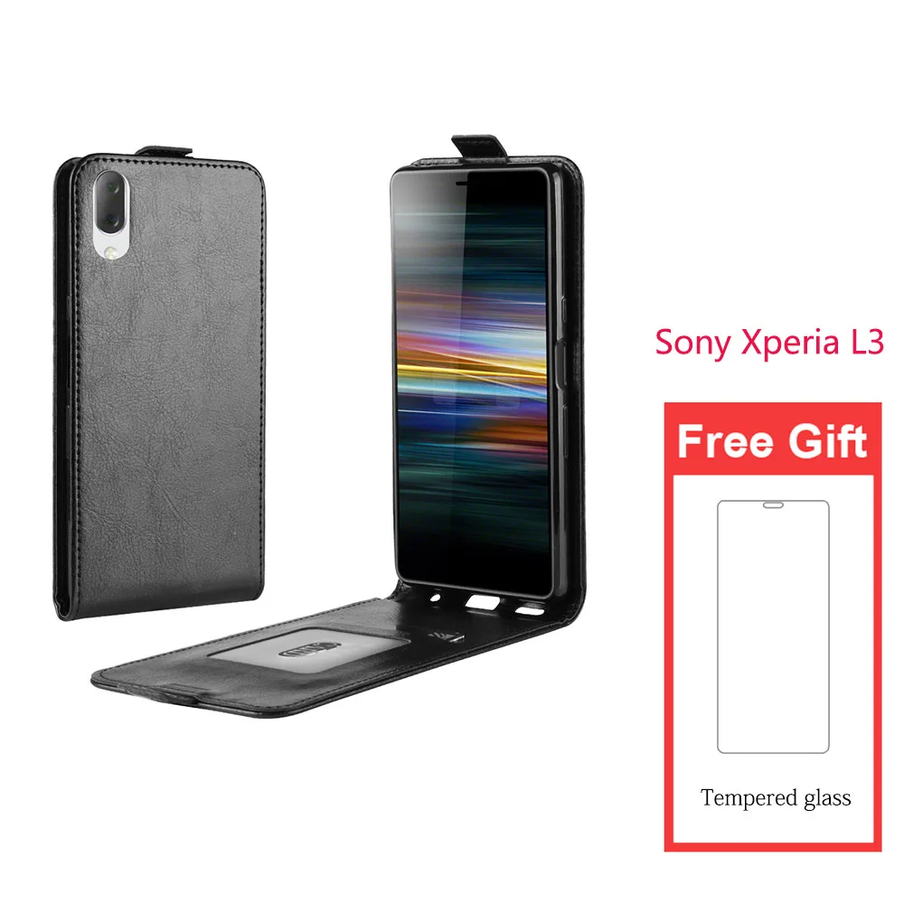 Phone Case For Sony L3 Flip PU Leather Back Cover Silicone With Tempered Glass Scree Film Wallet Smartphone Bag Coque Funda | Мобильные