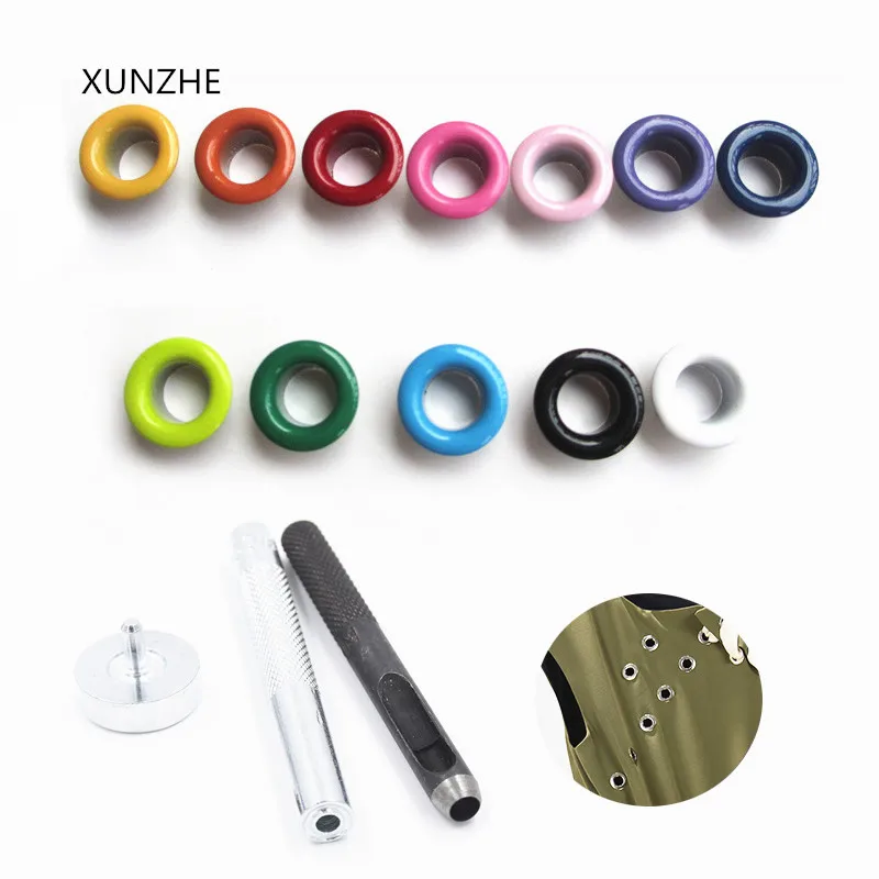 

XUNZHE 50 sets Color eyelet with Hole punch and 1 set high quality stainless steel punch bushing eyelet grommet