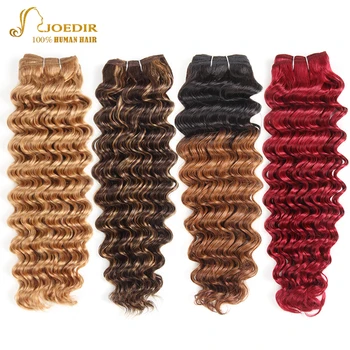 Joedir Pre-Colored Brazilian Deep Wave Hair 100% Human Hair Bundles Remy Hair Weave Blonde Color 27 P4/27 Free Shipping