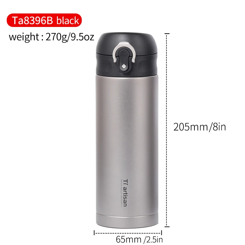 Tiartisan al aire libre de agua doble cubierta anillo pequeño cuello hervidor de agua potable agua 400 ml Ta8396Ti
