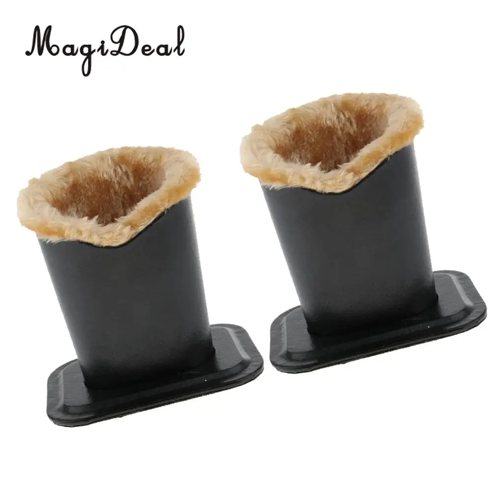 2Pcs Tan Plush Lined PU Eyeglasses Holder Stand Glasses Protective Case Pen Holder Anti-Scratch