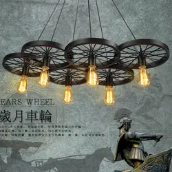 Ретро Лофт Винтаж люстра из кованого железа 1 3 6 огни ретро люстра IronChandeliers Винтаж Loft Home освещение бара арматуре