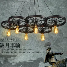Vintage chandelier restaurant creative personality industrial loft bar American Iron wheel chandelier lamp MJ306 цена Vintage chandelier restaurant creative personality industrial loft bar American Iron wheel chandelier lamp MJ306 цены онлайн