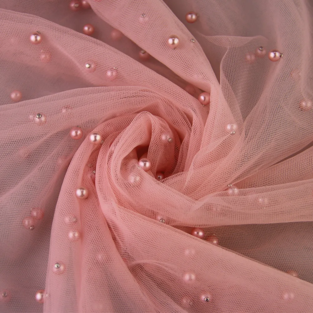 Ширина 150 см, Блестящий Жемчуг, Тюлевая ткань, жемчужная сетка для вечерние платья, платья, юбки, украшения, сделай сам, ткань из органзы - Цвет: pink