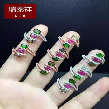 

KJJEAXCMY fine jewelry 925 pure silver inlaid with natural tourmaline ring jewelry, jewelry free shipping.