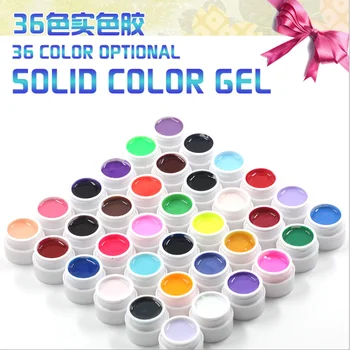 

36 Pure Color Nail Art UV Gel Nail Polish Solid Color Extension Manicure set For Builder Polish UV Lamp Cure