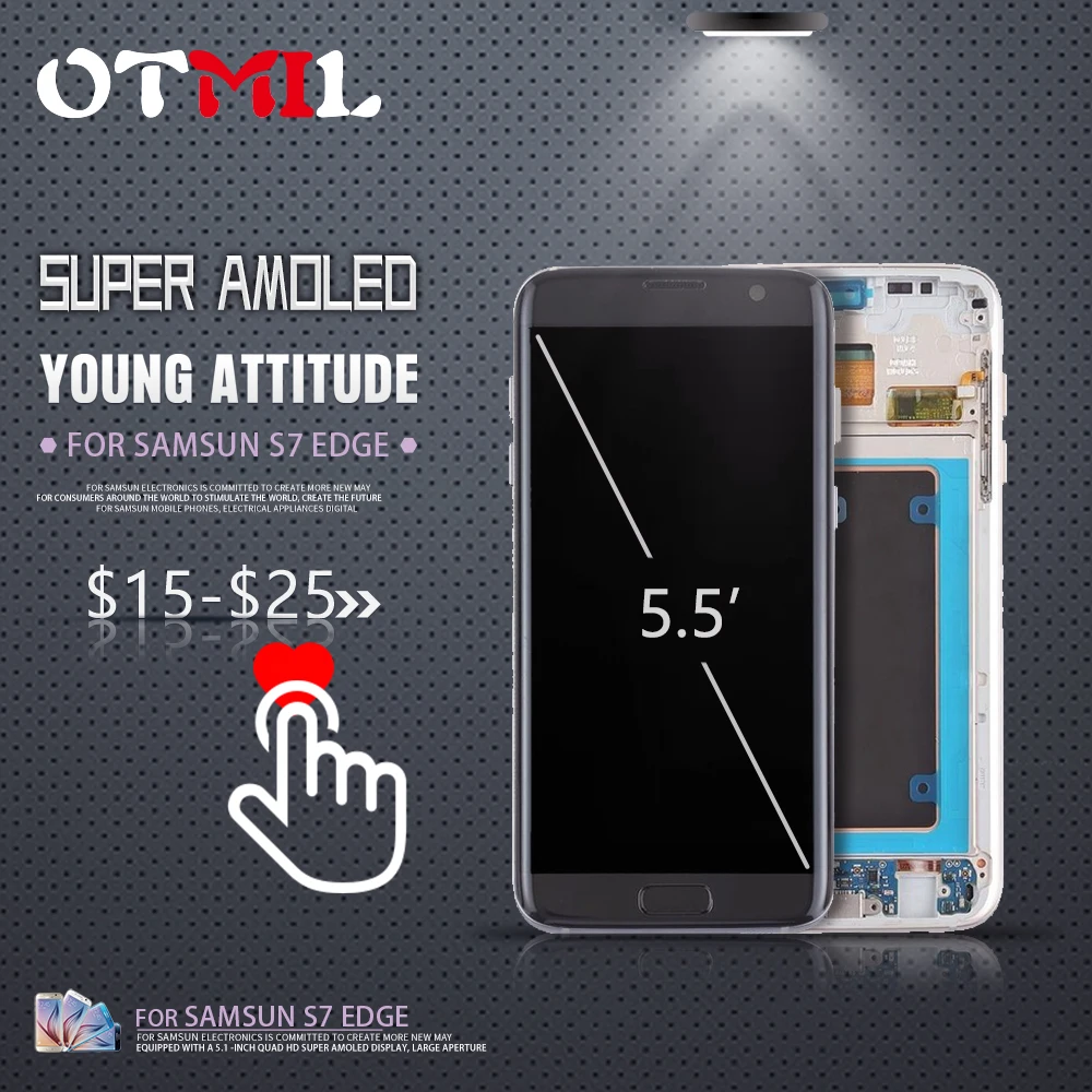 

5.5" 98% Super Amoled For SAMSUNG Galaxy S7 Edge LCD Display Touch Screen with Frame Digitizer G935F For SAMSUNG S7edge Disply#1