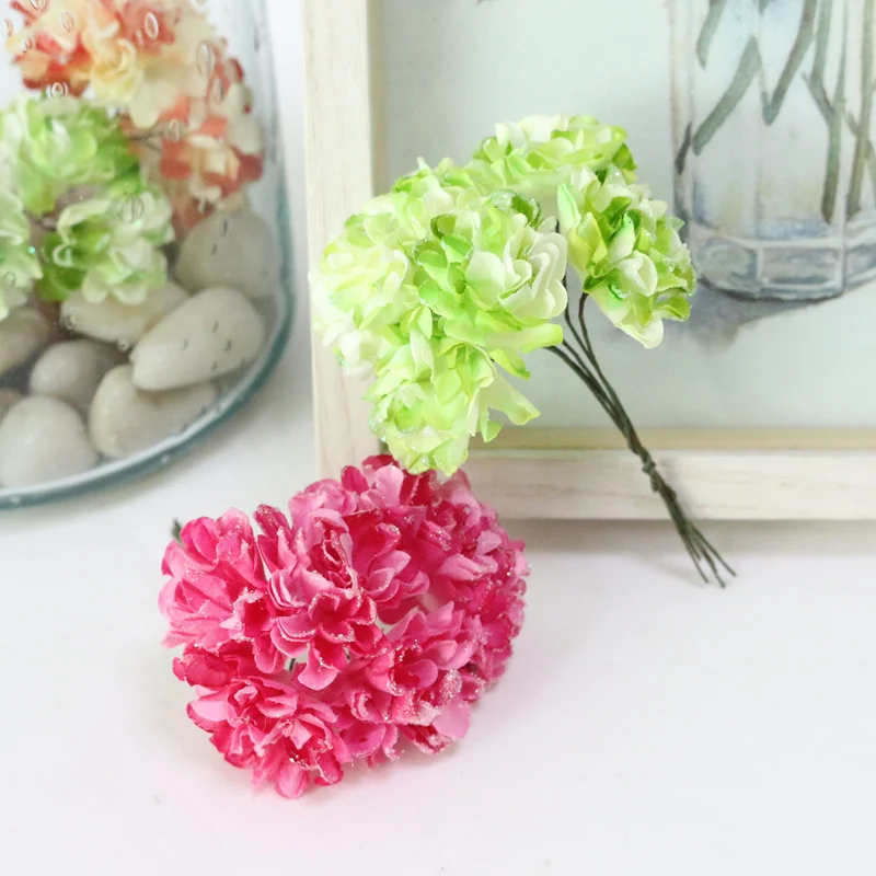 JAROWN Simulation Mini Carnation Paper Flower DIY Wedding Wreath Accessories Material Wedding Candy Box Decoration Fake Flowers (3)