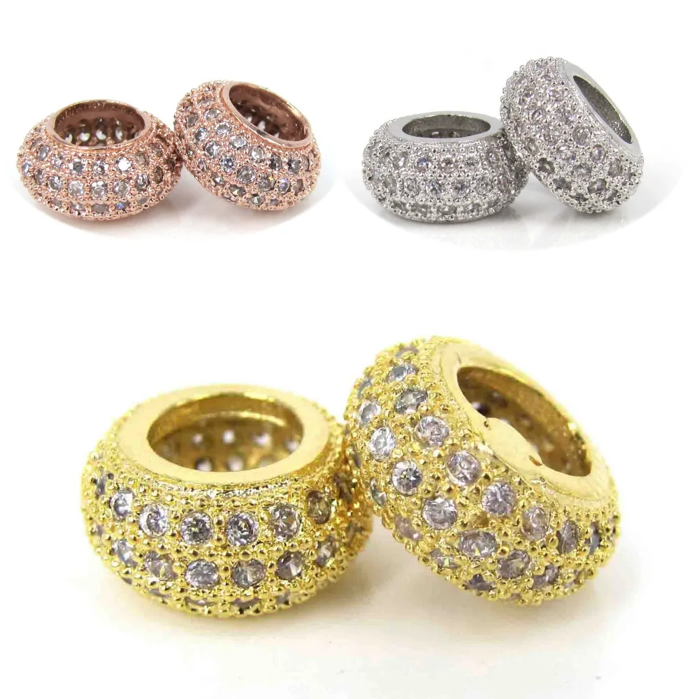 Новый 5 * 10 мм золото европейский большое отверстие металлические бусины мозаика