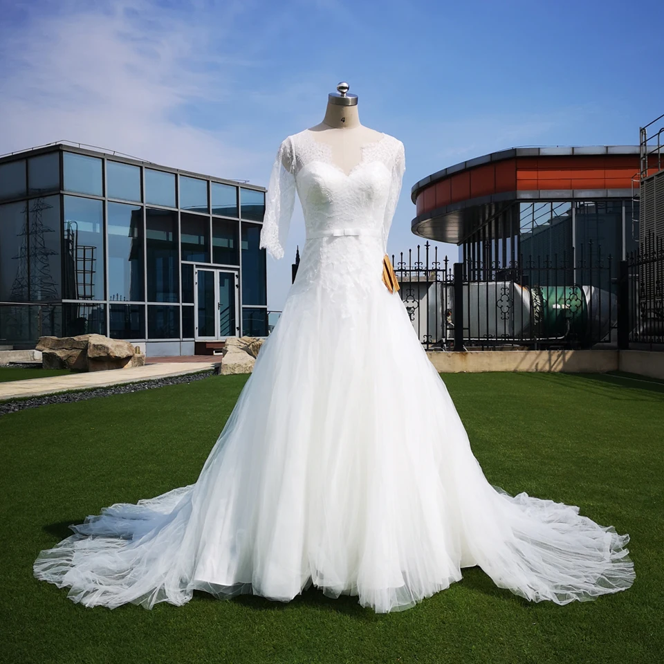 Greenspine Дешевые Свадебные платья Китай винтажные кружевные 3/4 рукава Свадебное платье под$50 высокое качество Vestido Sereia Noiva