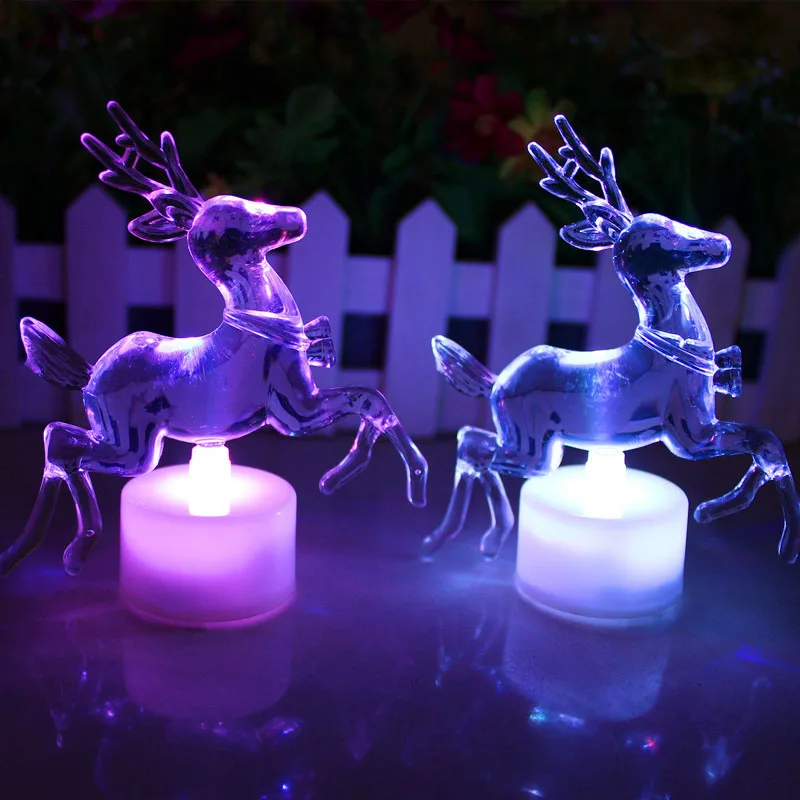 Рождество олень светодиодный светильник красочные акриловые двойной вспышки Красочный ночник светодиодный свет скорость для праздника 88