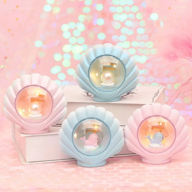 

Creativity shell pearl dolphin Night ligh Star lights Room decoration Crafts Bedside lamp lovely