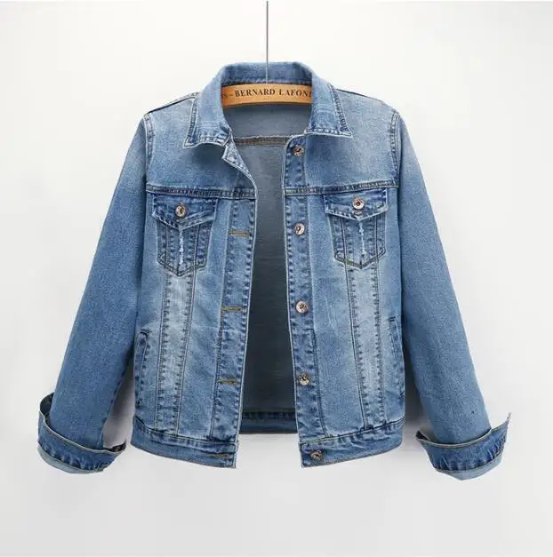 

2019 new denim jacket female summer stretch long-sleeved jacket short section Slim small jacket large size women jacket