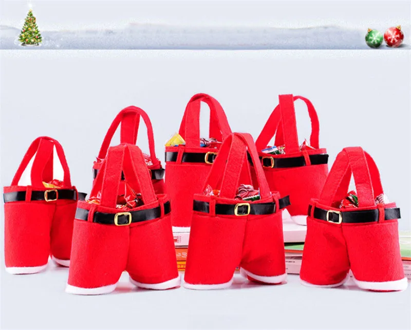 Creative Santa Pants Gift Bag Christmas Candy Wine Bottle Bag Xmas Bags