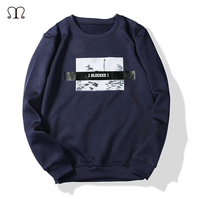 

Men's Hoodies and Sweatshirts Navy Letter Printed Long Sleeve O-Neck Casual Male Pullover Tracksuit Mens Crewneck Sweatshirt