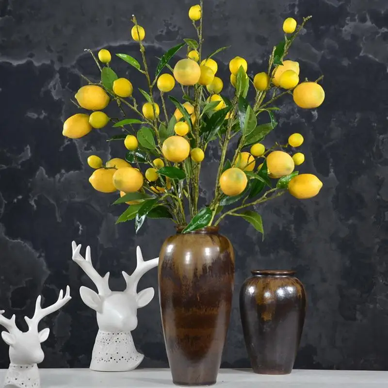 

Artificial Lemon Branches Fake Simulation Lemon Tree Plants for Flower Arrangement Home Garden Decoration