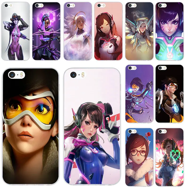 

Soft TPU Mobile Phone Case for iPhone X XR XS Max 8 7 6 6s Plus 5 5S SE 5C 4 4S Coque Shell Hot Overwatchs Purple Games Hero