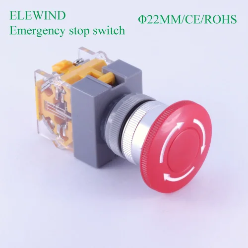 

ELEWIND 22mm Emergency switch 1NO1NC momentary push button switch (PB222-11TS/R)