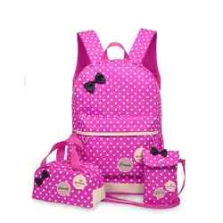 2019 новая детская сумка в горошек с принтом школьные рюкзаки для девочек 3 шт. набор лук принцесса малыш рюкзак повседневный Детский рюкзак