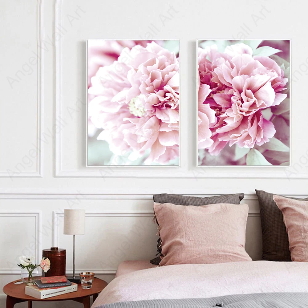 Cuadros Decoracion Salon Blush Pink Canvas Flowers Posters