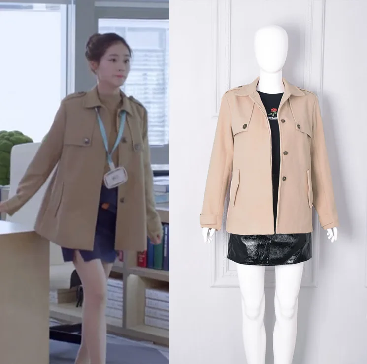 

Negotiator Zhu Xudan Shang Bichen Slim and Slim In Spring 2019 Turn-down Collar Single Breasted Jackets Coat Woman