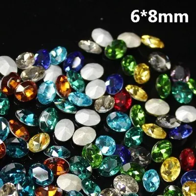 

6x8MM Multi Colors Rivoli Fancy Stone pointed back Glass Beads Oval loose glue on Crystal rhinestone DIY Crafts Jewelry Making