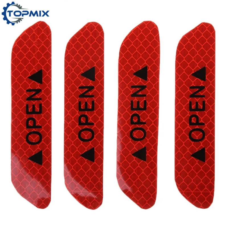 

4pcs Universal Warning Signs Reflective Tapes Waterproof Driving Safety Car Door OPEN Decals Long-distance Reflective Sticker