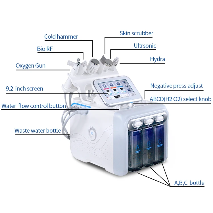 6 В1 H2O2 гидро дермабразия глубокий Чистый кислородный пузырь Аква вакуумная пилинг машина