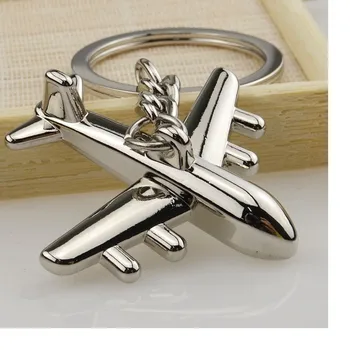 

500pcs New Zinc Alloy 3D Airplane Model Key chains Metal Novelty Plane Key rings Creative Gift For Friends