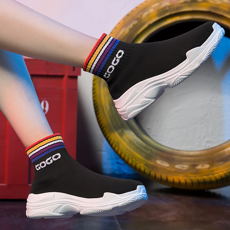 High Top Womens Designer Shoe Autumn Winter Women Running Shoes Black/Red Sock Sneaker Women Thick Soled Ladies Walking Sneakers