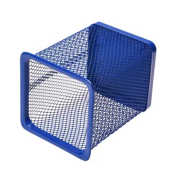 

2 PCS of 2 Pieces Hollow Out Rectangle Design Metal Pen Ruler Holder Blue