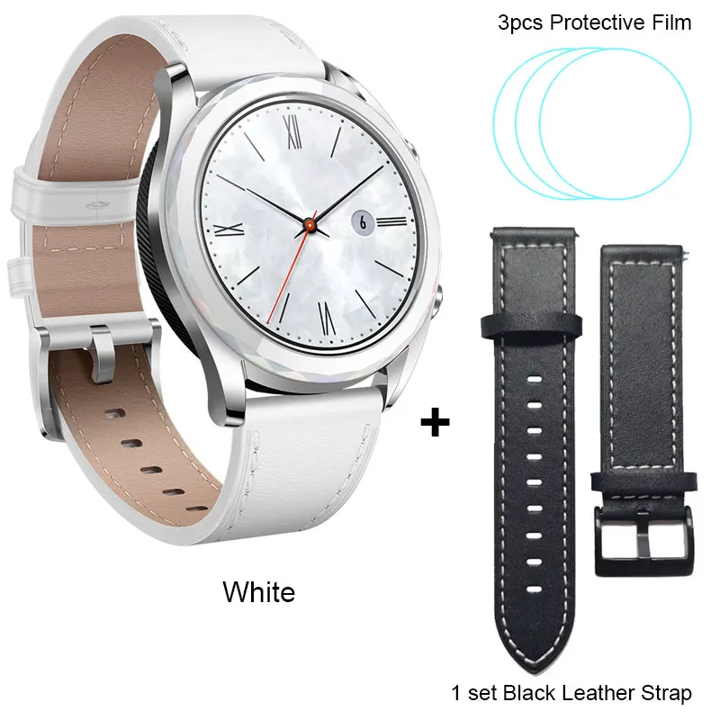 Huawei Watch GT Смарт часы Поддержка gps 5ATM водонепроницаемый AMOLED красочный экран телефонный Звонок трекер сердечного ритма для Android iOS - Цвет: White add Strap Film