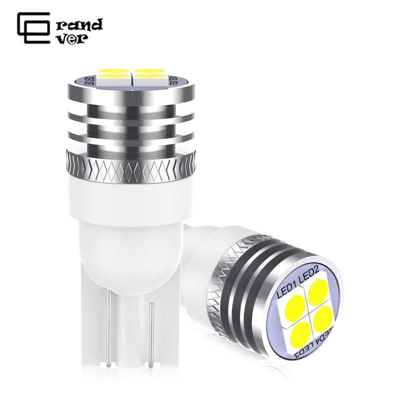 

GrandEver 2PCS 194 W5W T10 LED Canbus 3030 4SMD Bulbs for Auto Wedge Clearance Trunk Lamp Parking Lights Error Free 12V