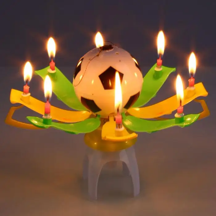 

Creative Automatic Music Candle Birthday Gathering Football Trophy Gift Party Supplies