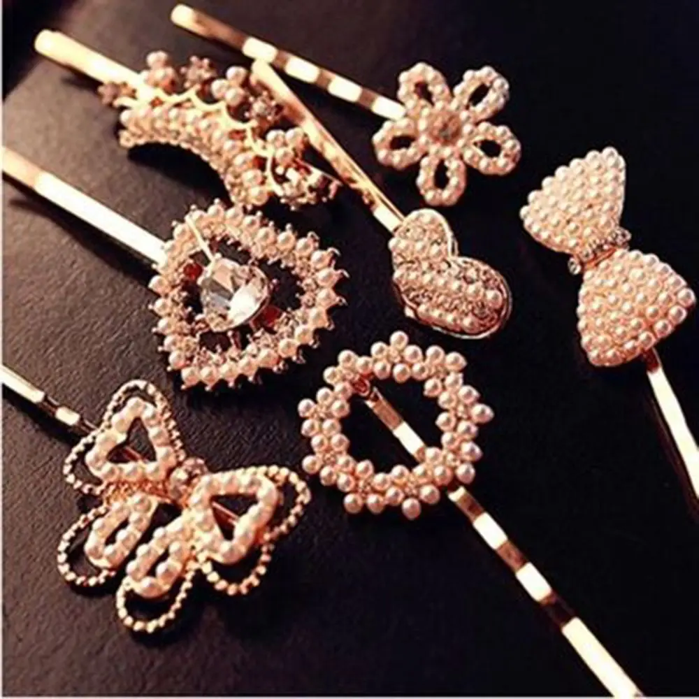 

Pearl Rhinestone HairBand Flower Bowkont Heart Crown Hairpins Headwear Headband Women Hair Accessories