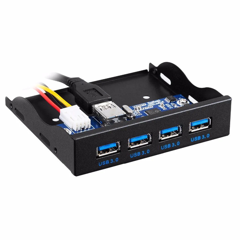 USB 3.0 4 Ports 3.5 inch Metal Front Panel USB Hub with 15 Pin SATA