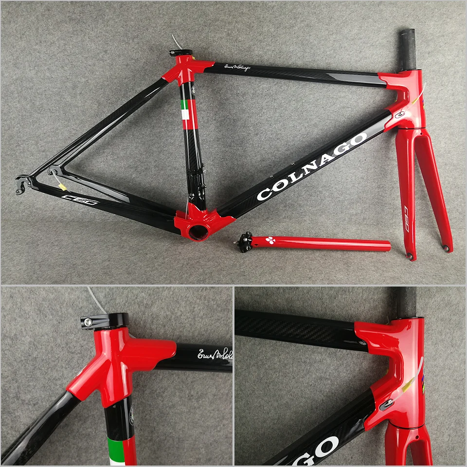 T1000 3K полностью глянцевый черный красный Colnago C60 углеродная дорожная рама
