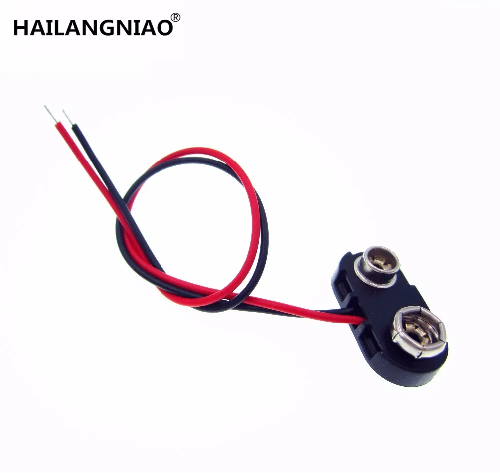 10 Pz 9 V Battery Snap-On Connettore Della Clip Connettore Della Clip Con Il Supporto Del Cavo Di Legare Leads Cord Nuovo