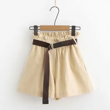 

2019 Summer Elastic Waist Shorts Fashion Women Ruffles High Waist Shorts Pockets Harem Shorts With Sashes