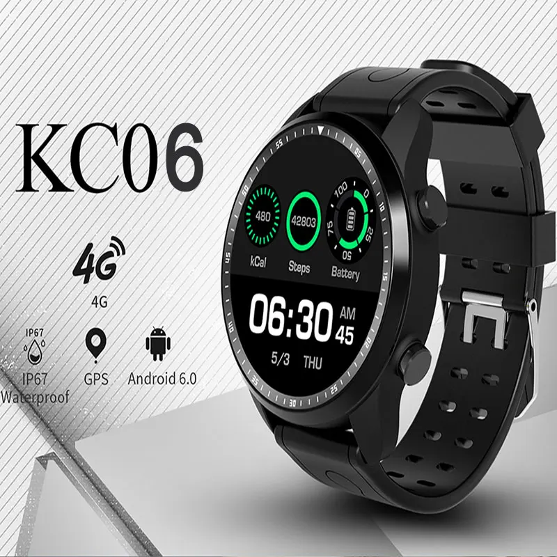 Смарт часы Kingwear KC06 4G bluetooth поддержка GPS SIM пульсометр шагомер водонепроницаемый