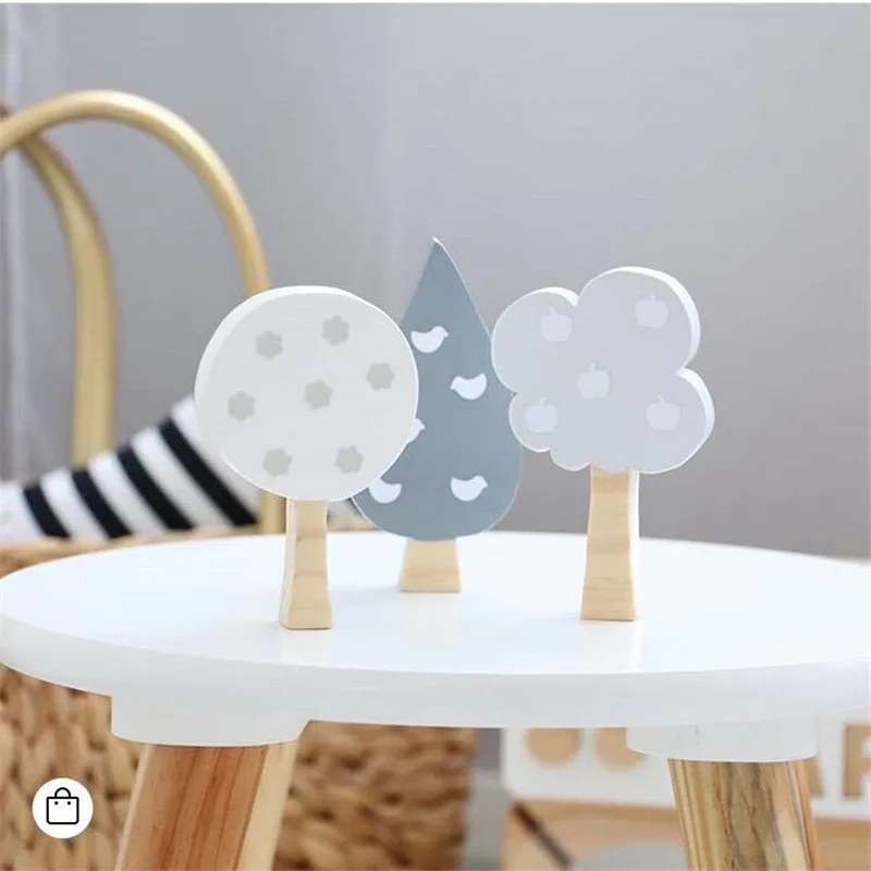 

Cute Nordic Woodland Wood Tree Block Decorative Handmade Kids Bookends Wall Decor Wooden Tree Kid's Room Decoration Props