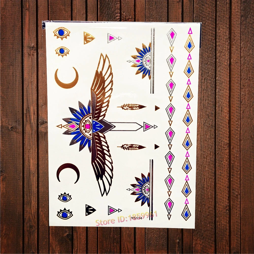 Flash Indian Gold Tattoo Wing Feather Diamond Chain Bracelet Design