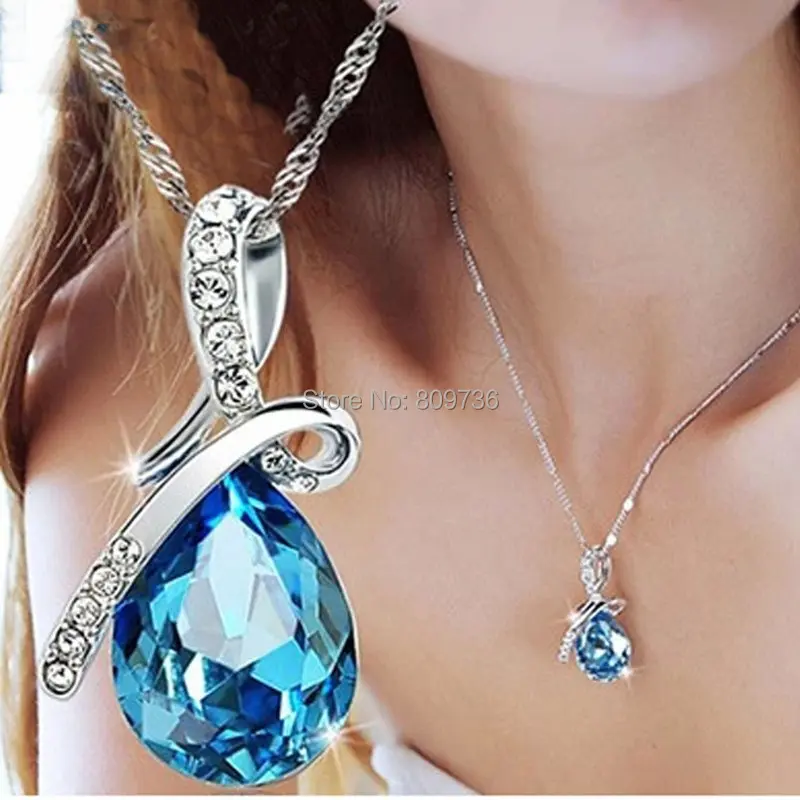 Hot Crystal Rhinestone Drop Chain Necklace Pendant For Women Jewelry