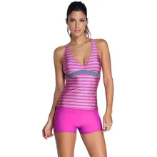 Сексуальный бикини Короткие штаны+ топ в полоску ШАМБРЕ дачный держатель бикини комплект шортов для мальчиков L410232 женский купальник из 2 предметов купальный костюм